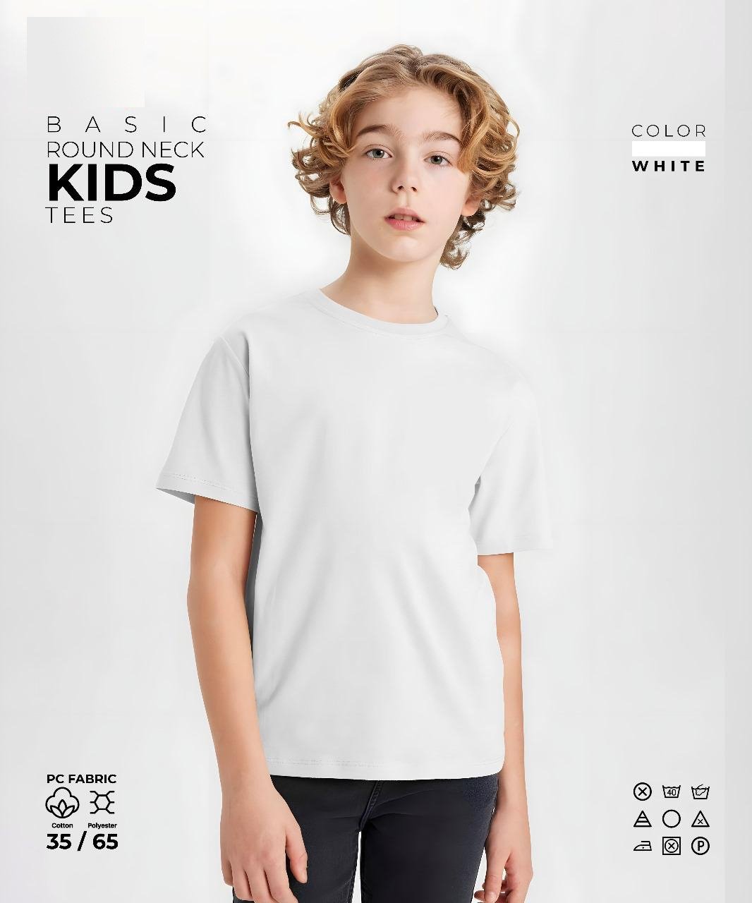 White Kids Round Neck T-Shirt