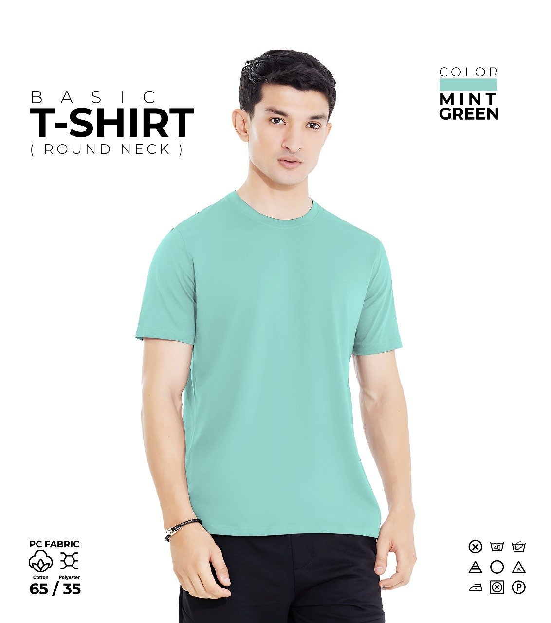 Mint Green Basic Round Neck T-Shirt