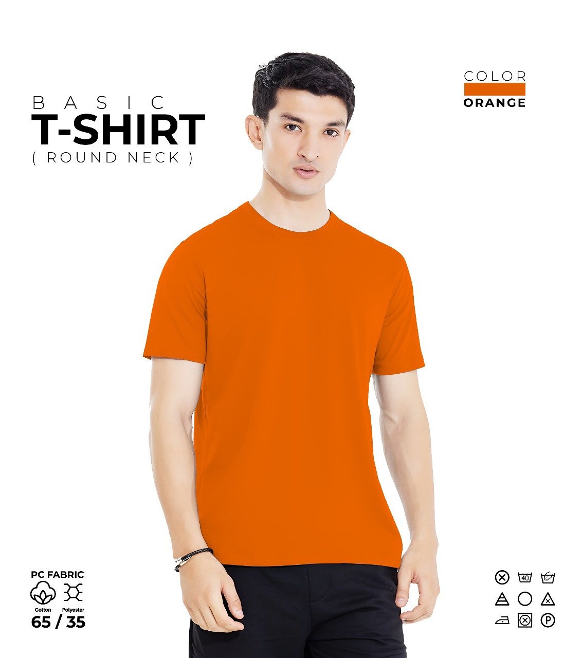 Basic Orange Round Neck T-Shirt