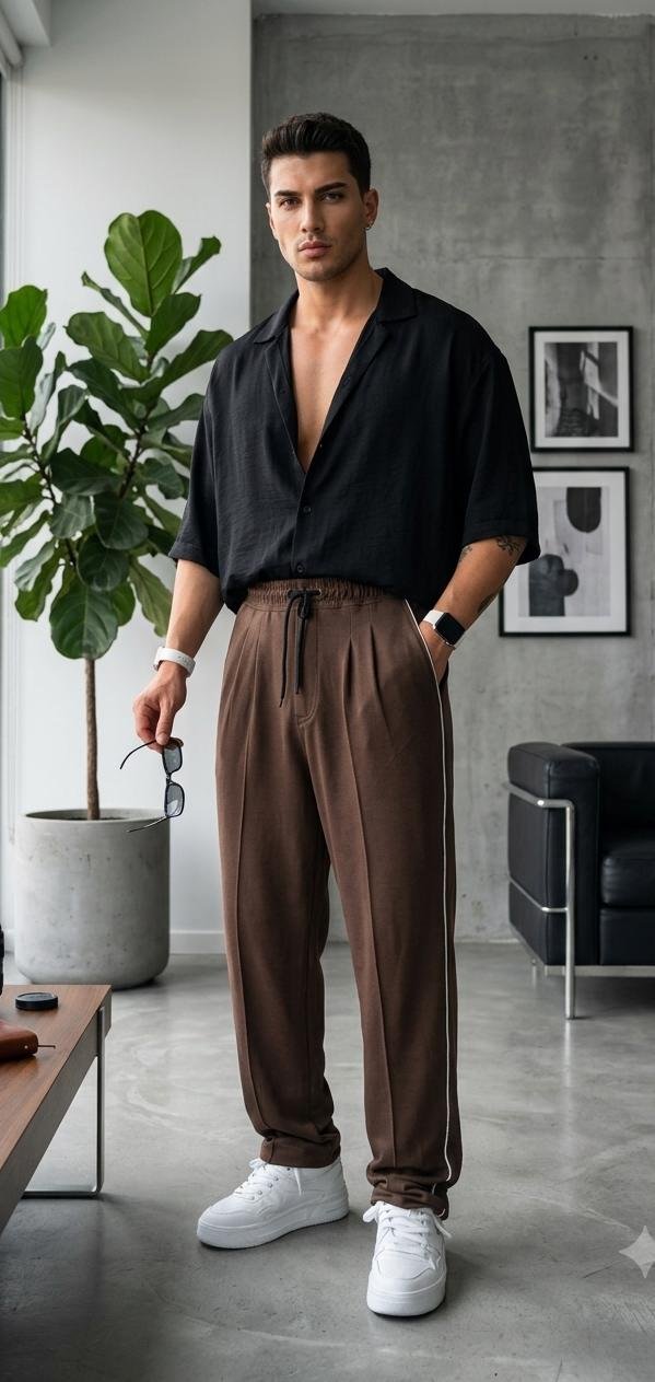 Men’s Loose Bottom Pintex Trousers